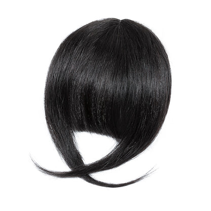 YYONG Bangs Hair Clip In Bangs Real Human Hair French Bangs #1B Color